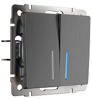 Выключатель с подсветкой без рамки Werkel 2-кл. графит рифленый картинка